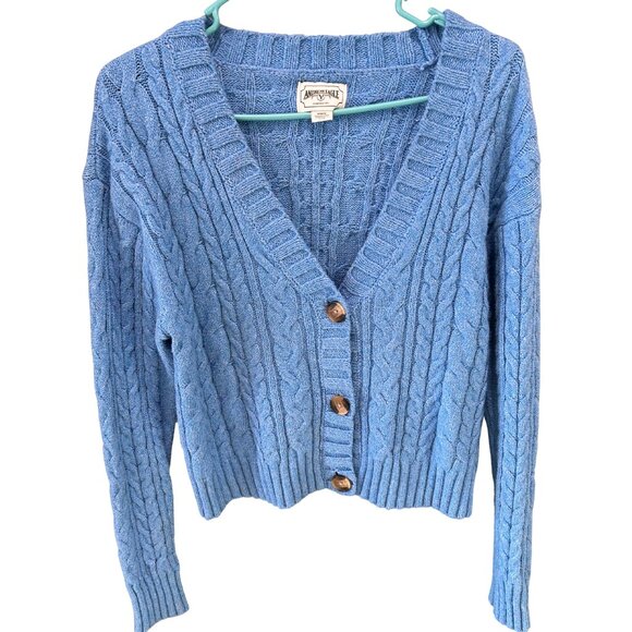 American Eagle Blue Cropped Knit Cardigan - Picture 3 of 8